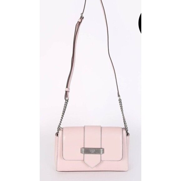 $198 Dkny Smooth Leather Cashmere Blush Pink Val Flap Shoulder Handbag - Picture 3 of 14